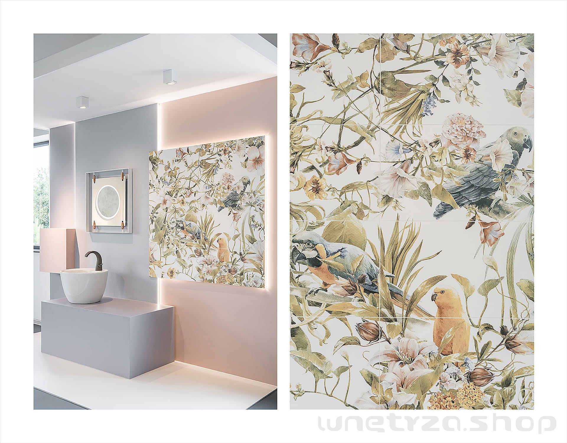Tub dzin Modern Pearl Parrots Obraz Ceramiczny 8 elementowy 119 8x119 8 