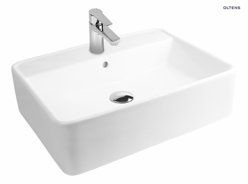 Oltens Duve umywalka 58x45 cm nablatowa prostokątna biała 41312000