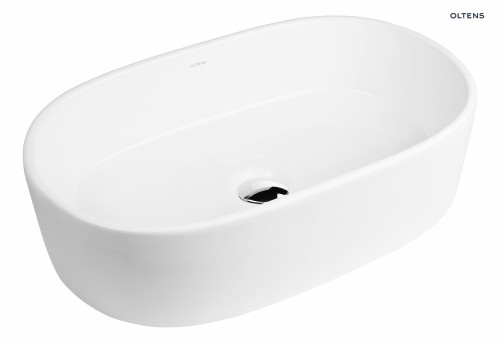 Oltens Lom umywalka 55x34 cm nablatowa owalna biała 40311000