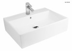 Oltens Hyls umywalka 58,5x44 cm nablatowa prostokątna z powłoką SmartClean biała 41810000