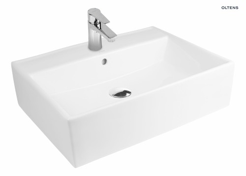 Oltens Hyls umywalka 58,5x44 cm nablatowa prostokątna z powłoką SmartClean biała 41810000