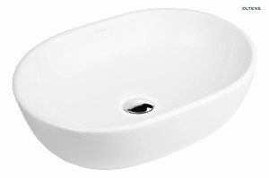 Oltens Hamnes umywalka 47,5x34 cm nablatowa owalna z powłoką SmartClean biała 40809000