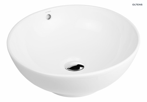 Oltens Fana umywalka 42 cm nablatowa okrągła z powłoką SmartClean biała 40812000