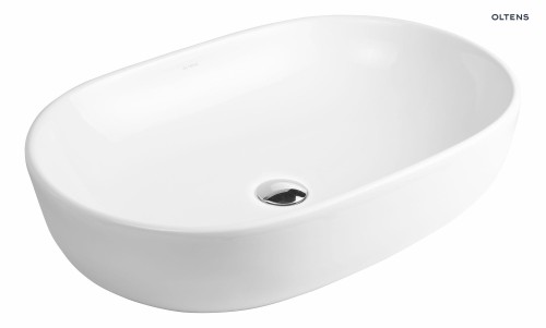 Oltens Hamnes umywalka 60x42,5 cm nablatowa owalna z powłoką SmartClean biała 40815000