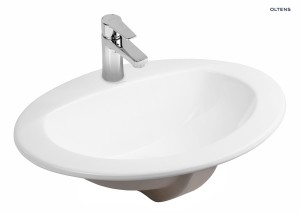 Oltens Kjos umywalka 52x46 cm wpuszczana w blat owalna z powłoką SmartClean biała 41700000