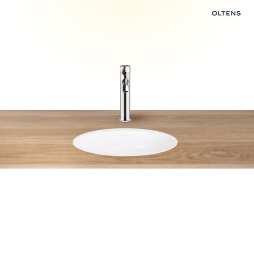 Oltens Mana umywalka 46x38 cm podblatowa owalna z powłoką SmartClean biała 40600000
