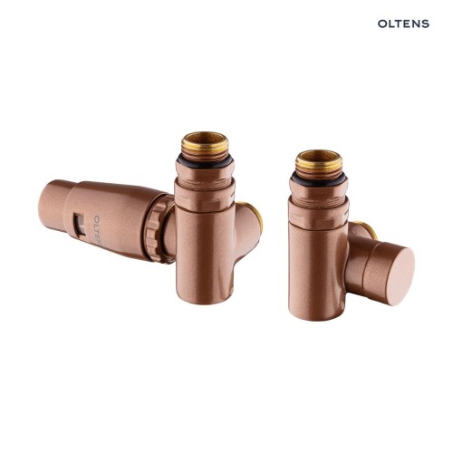 Oltens Varmare Ventil zestaw termostatyczny grzejnikowy z trójnikiem prawy miedź szczotkowana 55914610