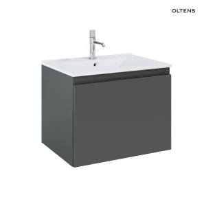 Oltens Vernal umywalka z szafką 60 cm biały/grafit mat 68012400