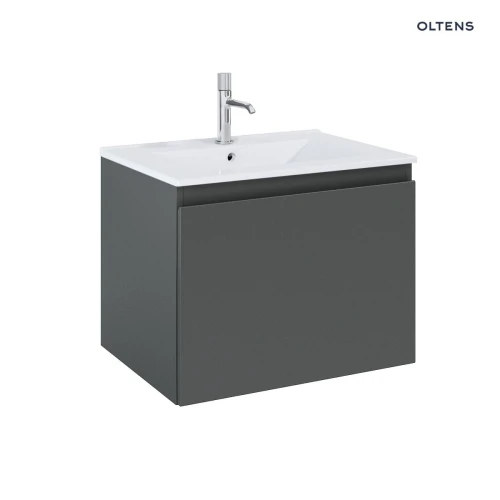 Oltens Vernal umywalka z szafką 60 cm biały/grafit mat 68012400