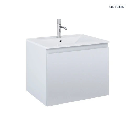 Oltens Vernal umywalka z szafką 60 cm biały połysk/szary mat 68012700
