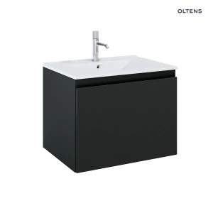 Oltens Vernal umywalka z szafką 60 cm biały połysk/czarny mat 68012300