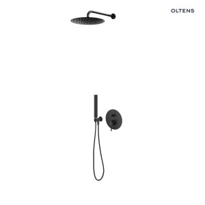 Zestaw Oltens Molle bateria podtynkowa z deszczownicą 30 cm Vindel i kompletem prysznicowym Ume czarny mat 36600300