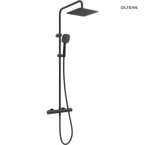 Oltens Atran (S) zestaw prysznicowy termostatyczny z deszczownicą czarny mat 36501300