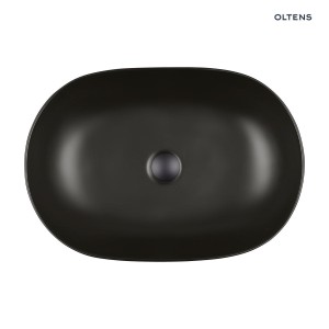 Oltens Hamnes Thin umywalka 60,5x41,5 cm nablatowa owalna z powłoką SmartClean czarny mat 40820300