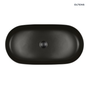 Oltens Hamnes Thin umywalka 80x40 cm nablatowa owalna z powłoką SmartClean czarny mat 40821300