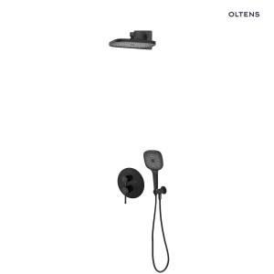 Oltens Rann zestaw bateria wannowo-prysznicowa podtynkowa z deszczownicą Vann (S) i słuchawką 3 funkcyjną Havis EasyClick (S) czarny mat 36072300