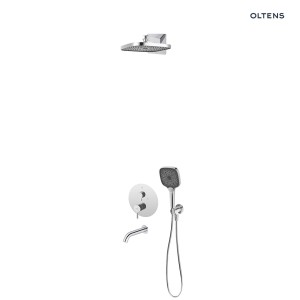 Oltens Rann zestaw bateria wannowo-prysznicowa podtynkowa z deszczownicą Vann (S) i słuchawką 3 funkcyjną Havis EasyClick (S) chrom 36079100
