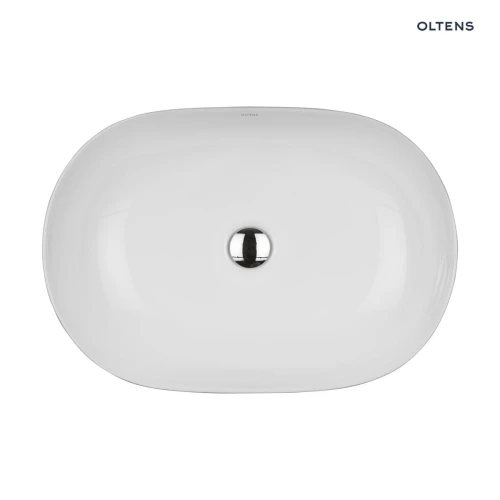 Oltens Hamnes Thin umywalka 60,5x41,5 cm nablatowa owalna biała 40320000