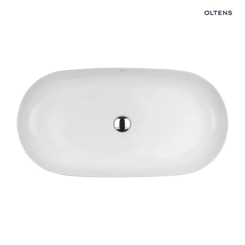 Oltens Hamnes Thin umywalka 80x40 cm nablatowa owalna biała 40321000