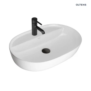 Oltens Hamnes Thin umywalka 62x42 cm nablatowa owalna biała 41314000