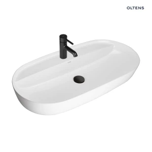 Oltens Hamnes Thin umywalka 80x40 cm nablatowa owalna biała 41315000