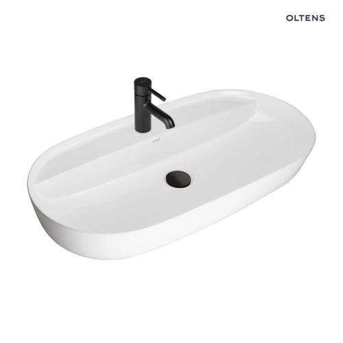 Oltens Hamnes Thin umywalka 80x40 cm nablatowa owalna biała 41315000