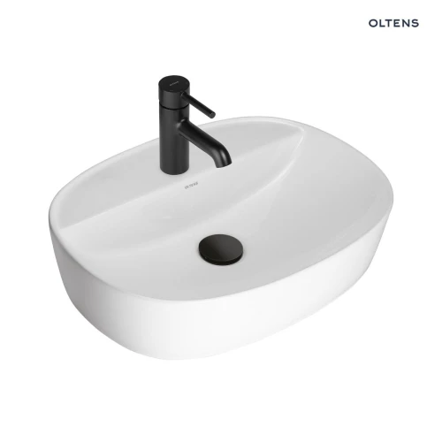 Oltens Hamnes Thin umywalka 51x39 cm nablatowa owalna z powłoką SmartClean biała 41813000