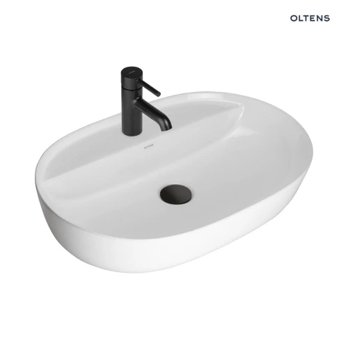 Oltens Hamnes Thin umywalka 62x42 cm nablatowa owalna z powłoką SmartClean biała 41814000