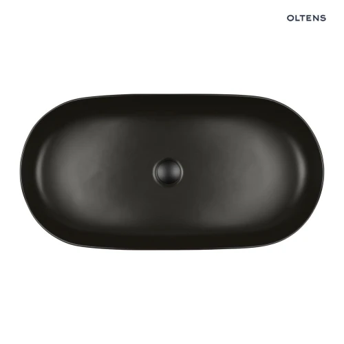 Oltens Hamnes Thin umywalka 80x40 cm nablatowa owalna czarny mat 40321300