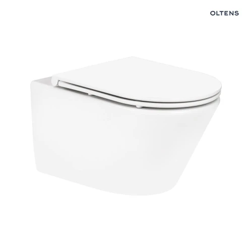 Oltens Jog miska WC wisząca PureRim z deską wolnoopadającą Ovan Slim biały połysk 42036000