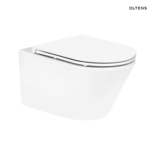 Oltens Jog miska WC wisząca PureRim SmartClean z deską wolnoopadającą Ovan Slim biały połysk 42536000
