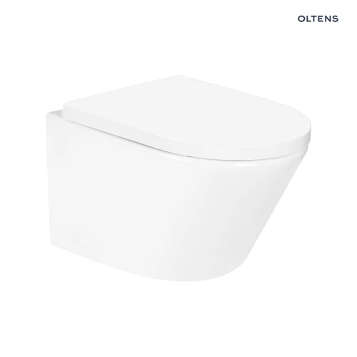 Oltens Jog Kort miska WC wisząca PureRim z deską wolnoopadającą biały połysk 42030000