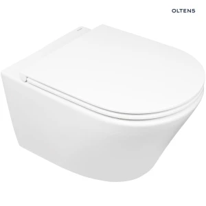 Oltens Jog Stille miska WC wisząca PureRim SmartClean z deską wolnoopadającą Slim biały połysk 42532000