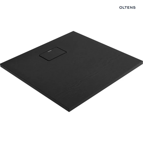 Oltens Bergytan brodzik 80x80 cm kwadratowy RockSurface czarny mat 17100300