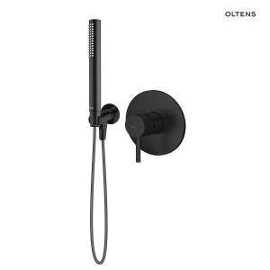 Zestaw Oltens Molle bateria prysznicowa podtynkowa z zestawem prysznicowym Ume Hvita czarny mat 36612300