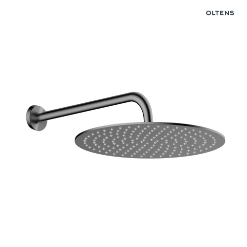 Oltens Vindel Lagan deszczownica 30 cm okrągła z ramieniem ściennym grafit 36012400