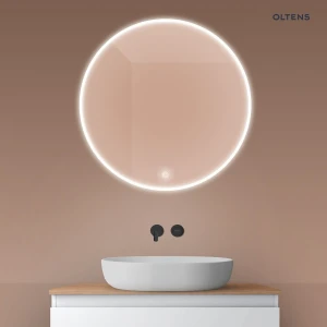 Oltens Nordlis lustro 80x80 cm okrągłe z oświetleniem z przodu z matą grzewczą 64101000