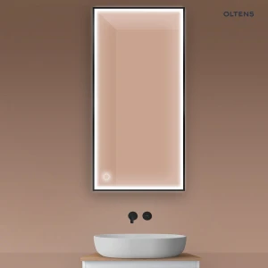 Oltens Nordlis lustro 60x120 cm prostokątne z oświetleniem z przodu z matą grzewczą czarny 64107300