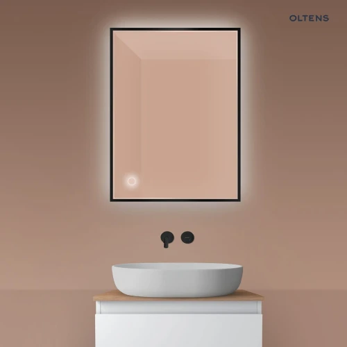 Oltens Nordlis lustro 60x80 cm prostokątne z oświetleniem od tyłu z matą grzewczą czarny 64115300