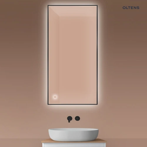 Oltens Nordlis lustro 60x120 cm prostokątne z oświetleniem od tyłu z matą grzewczą czarny 64112300