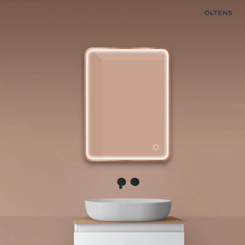 Oltens Nordlis lustro 60x80 cm prostokątne z oświetleniem z przodu z matą grzewczą miedź szczotkowana 64116610