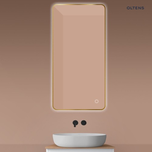 Oltens Nordlis lustro 60x120 cm prostokątne z oświetleniem od tyłu z matą grzewczą złoto szczotkowane 64121810