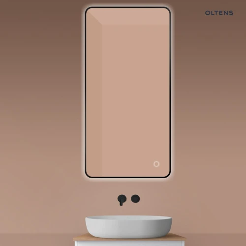 Oltens Nordlis lustro 60x120 cm prostokątne z oświetleniem od tyłu z matą grzewczą czarny 64121300