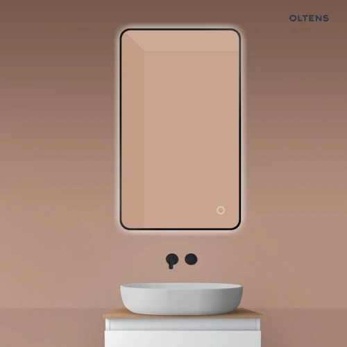 Oltens Nordlis lustro 60x100 cm prostokątne z oświetleniem od tyłu z matą grzewczą czarny 64120300