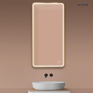 Oltens Nordlis lustro 60x120 cm prostokątne z oświetleniem z przodu z matą grzewczą złoto szczotkowane 64118810