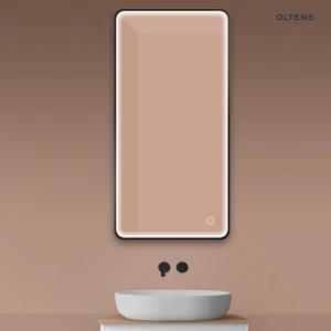 Oltens Nordlis lustro 60x120 cm prostokątne z oświetleniem z przodu z matą grzewczą czarny 64118300