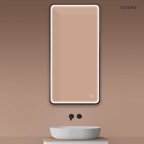 Oltens Nordlis lustro 60x120 cm prostokątne z oświetleniem z przodu z matą grzewczą czarny 64118300