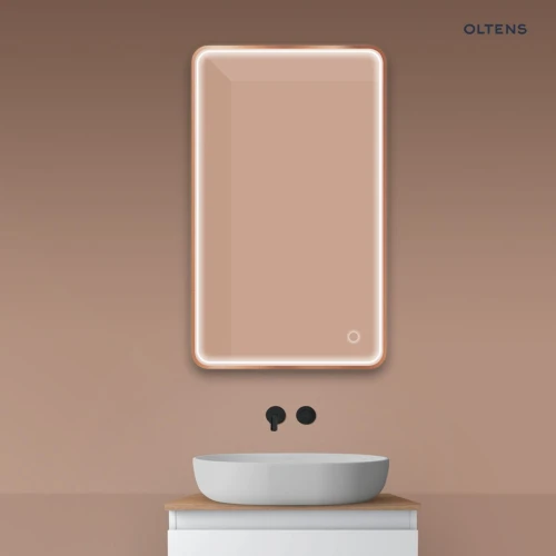 Oltens Nordlis lustro 60x100 cm prostokątne z oświetleniem z przodu z matą grzewczą miedź szczotkowana 64117610