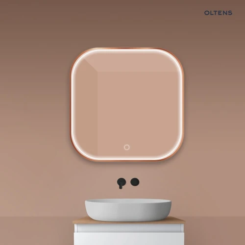 Oltens Nordlis lustro 80x80 cm kwadratowe z oświetleniem z przodu z matą grzewczą miedź szczotkowana 64122610