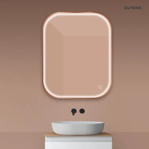 Oltens Nordlis lustro 80x100 cm prostokątne z oświetleniem z przodu z matą grzewczą miedź szczotkowana 64124610